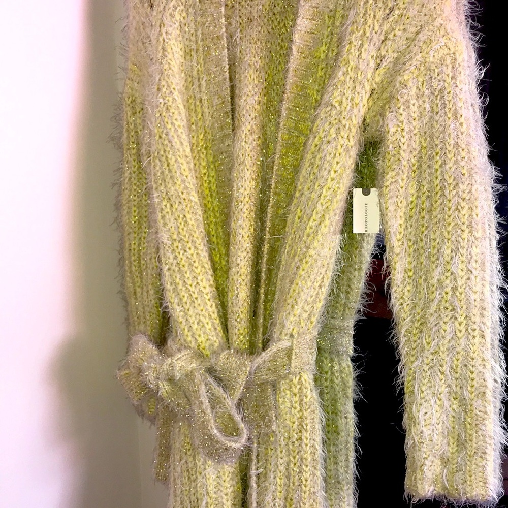 Anthropologie cardigan knitted yellow and gold